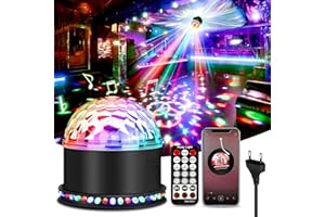 Luci Discoteca, BLITZWILL LED RGB palla da discoteca Luci per feste lettore musicale bluetooth, lampada da festa discoteca musica controllata con telecomando, spina UE per casa Natale KTV