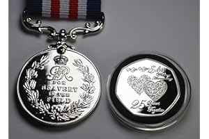 The Commemorative Coin Company Beautiful 25th SILVER WEDDING ANNIVERSARY Commemorative & Capsule with 'Bravery in the Field' Service Medal! Gift/Present 25 Years Together 999 Silver