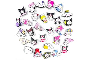 BJPERFMS 30PCS Pins pour Crocs Sanrio Kuromi, Charms pour Crocs, Charmes de Chaussure, Accessoire pour Crocs, pour Chaussures et Bracelet