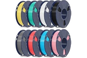SUNLU 250G PLA Meta Filament, Fast Printing Meta PLA 3D Printer Filament 1.75mm, 250G/Roll, Total 8 Rolls Black+White+Grey+Sky Blue+Mint Green+Cherry Red+Sakura Pink+Lemon Yellow