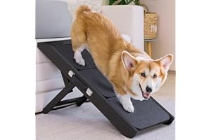 PRIORPET Escalier 2-en-1 Chien Rampe Hauteur Canapé-Lit 18-50 cm Transport Facile Plateforme Noir