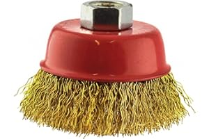 AB TOOLS-VEWERK 65mm Wire Cup Brush Wheel For Angle Grinder Crimped Brass Coated Removal