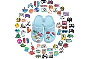 ZXTGBQ 60 Pièces Charmes de Chaussure, Pins Croc Charmes de Chaussure, Basket-ball, Football, Baseball, Jeux Vidéo, Astronaute, Accessoires de Breloques, pour Enfants, Adolescents et Adultes