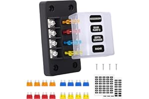 GUNGY Boîte Fusibles 4 Voies Porte Fusible 12V Boite Fusible Voiture avec 16 Fusibles et Autocollants pour Automobile Bateau Fourgonnette