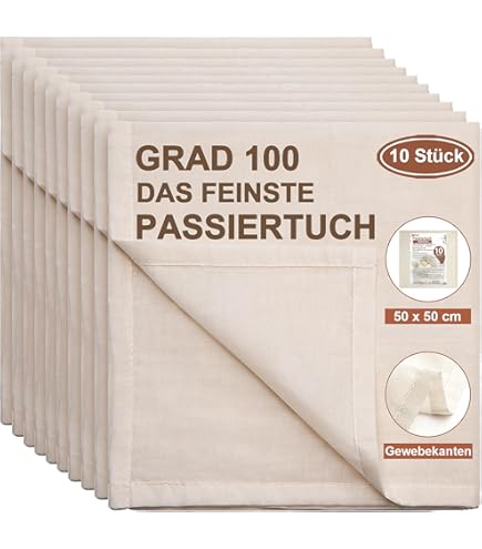 eFond Passeerdoek, kaasdoek, 4 stuks, 50 x 50 cm, vierkanten met eFond Passeerdoek, kaasdoek, 4 stuks, 50 x 50 cm, vierkanten met