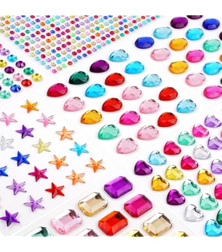 QUOHE 1721 Pezzi Strass Autoadesivi Colorati: Sticker Glitter Per Viso, Corpo E Nail Art, Fai Da Te Per Bambini, Decorazioni Festose E Makeup - 4