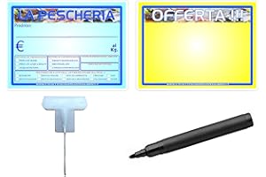 ETICHETTESEGNAPREZZIPERALIMENTI KIT 30 SEGNAPREZZI PLASTIFICATI PESCHERIA 8,3x11,3 cm.