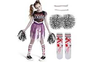 Spooktacular Creations Flicka, läskig blodig hejaklacksledarkostym, zombie hejaklacksledarkostym för halloween, utklädningsfe