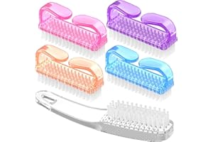 Handle Grip Nail Brush, Larbois Hand Fingernail Brush Cleaner Scrubbing Kit Pedicure for Toes and Nails Men Women (5 Pack) (Color-4)