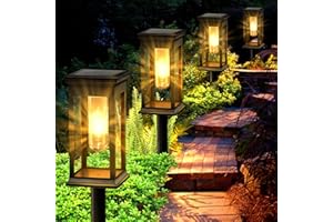 shirylzee FANTICDE Solarleuchten für den Garten mit warmweißer Wolframlampe, Solarlampen für außen, IP65 wasserdicht, automatisch ein/aus, für Rasen, Garten, Terrasse