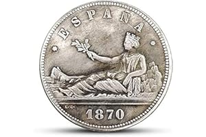 BoodLo 18 Juego Completo De Monedas De Plata Españolas De 5 Pesos 1869-1899 Retrato Grabado Monedas Extranjeras Antiguas, 1870