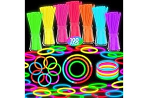 DELEE 100PCS Glow Sticks,Glow Sticks Party Packs Neon Glow Stick Bracelets,Glow Necklaces for Kids Adults, Perfect for Weddings,Parties,Festivals,Halloween,Christmas - Glow in the Dark Party Supplies
