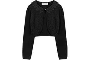 Bolerose Girls Long Sleeve Floral Lace Bolero Cardigan Kids Shrug Cover Up