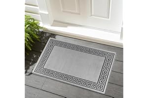 renoazul® Door Mat Non-Slip Washable Dirt Trapper Floor mat having Indoor Outdoor Utility, Kitchen and large yoga Anti Slip Mats | 50 x 80 cm - Greeky Rug - Grey & Black