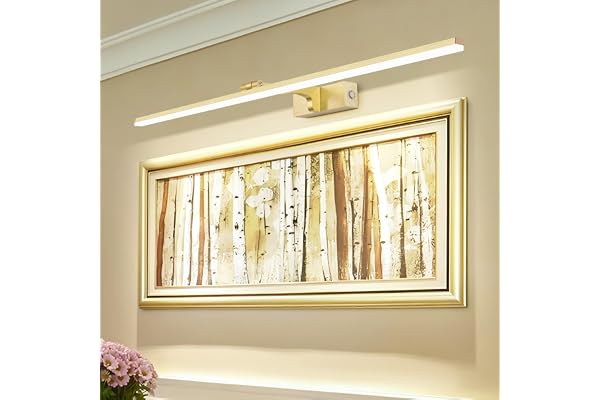 Applique Murale pour Tableaux et Vitrines Applique Salle de Bain Dimmable 3000K/4500K/6000K Bronze Brossé Doré Brossée LED Miroir Salle de Bains Lumière Pivotante Intérieur Éclairage 80CM 18W