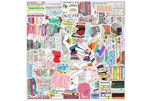AFFOTO 50 Uds Lectura Pegatinas para Botellas de Agua Portátiles,Maleta,Bicicletas,Monopatín,Guitarra,Casco,Equipaje,Coche,Reading Impermeable Stickers de Vinilo para Niños y Niñas,Adolescentes