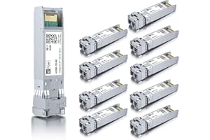 H!FIBER.COM 10 pack,10G Multimode SFP+ LC Module, 10GBase-SR Fiber Transceiver for Cisco SFP-10G-SR, Meraki MA-SFP-10GB-SR, Ubiquiti UniFi UF-MM-10G, Mikrotik, Netgear and More (MMF,850nm,300m,DDM)