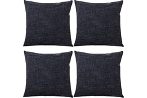 GONOVE Cushion Cover,4 Pack 45×45cm Linen Cotton Pillowcase Vintage Style Square Throw Pillow Covers Decorative Cushion Covers for Sofa, Couch, Bed, Bench