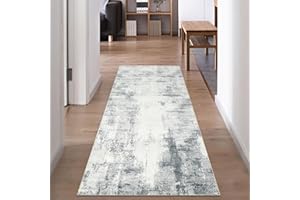 Famibay Runner Rugs for Hallway 65x180cm Carpet Runners Non Slip Grey Hallway Rug Abstract Modern Kitchen Runners Washable Carpet Floor Mat for Entryway Kitchen