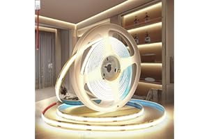 PERVADEO Striscia LED COB 12V Autoadesiva, 5M Strip LED Flessibile Bianco Naturale 4000K 320LEDs/M Strisce LED Adesiva Tagliabile Per Casa Camera Cucina(Senza Alimentatore)