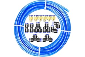 ERGAOBOY Bleu 10M Polyurethane PU Air Hose Pipe Tube Kit,12mm OD x 8mm ID With Pneumatic Connector Kits