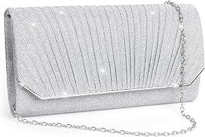 Minicloss Bolso de noche para mujer con purpurina, brillante y elegante, con cadena desmontable, con lentejuelas, bolso de hombro para bodas, fiestas, banquetes