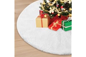 Sensong 90CM Weihnachtsbaum Decke Weiss Plüsch Kunstfell Weihnachtsbaumdecke Christbaumständer Dekorationen Teppich