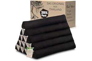 ‎LIVASIA livasia Rückenstützkissen modern einfarbig extrahoch, Dreieckskissen für Garten/Balkon, Keilkissen Kapok, Lagerungskissen für Beine, handgefertigt, Meditationskissen 40x54x36cm (Schwarz Uni)