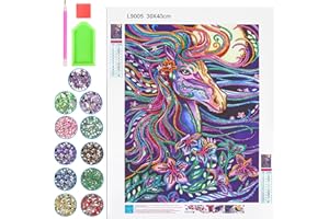 GAROMIA Diamond Painting 5D pour Enfants Cadeau Fille Kits de Peinture de Diaman Ensemble de Jouets pour Filles Arts CréAtifs Diamond Painting Horse Broderie Diamant Kit
