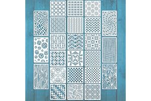 EAPIKON 24 Plantilla Dibujos para Pintar Manualidades, Plantillas Stencil Geometrico Reutilizables, Textura Template para Pared Muebles Textiles Scrapbooking DIY
