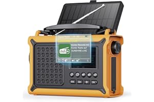 ROCAM Radio Solar Dab+/FM con Bluetooth, Radio de Emergencia 12000mAh con Manivela 650mA y Panel Solar 8500mm², Radio Portátil con Pantalla Color 2,4", 80 Presintonías, SOS, Linterna LED, USB e IPX6