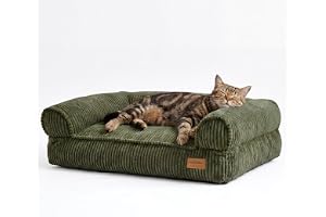 FUKUMARU Kattbäddsoffa, manchester mysig kattbädd för inomhuskatter med avtagbart tvättbart överdrag, stödjande halkfria hund