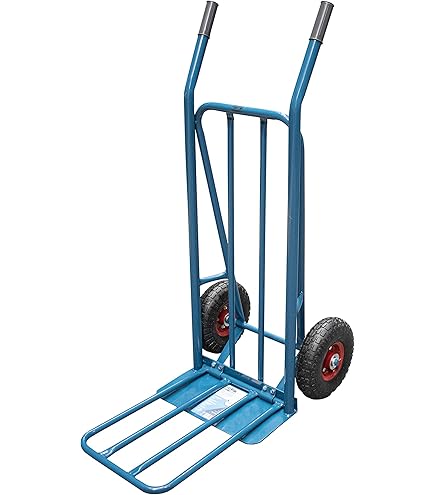 Carretilla De Almacén Theca K3 Con Pala Larga - Rueda Neumática 300x4, Carga 300 Kg, Medidas 1150x500 Mm