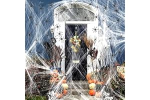 QKEINV 120g Halloween Spider Web, Halloween Spider Web Decorations, with 40 Fake Plastic Spiders, Halloween Decorations, Stretchable Halloween Cobwebs Decoration for Home Decoration (120g)