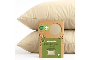 Dreamzie - 100% Ekologisk Bomull - Örngott 50x70 cm Ekologisk Bomull - Set om 2 - Beige - Rektangulärt Örngott med Dragkedja