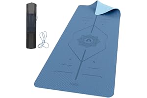 ROMIX Pro Yoga Mat with Alignment Lines 6mm, Non-Slip Ultra Lightweight Sweat Resistant Eco-Friendly Gym Workout Mat with Carry Bag and Strap for Women Men for Pilates Gymnastics