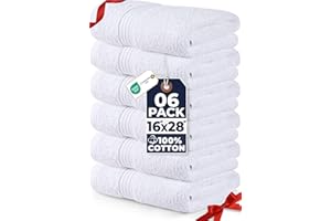 Utopia Towels - Lot de 6 Serviettes de Toilette de Luxe, (41 x 71 CM) 100% Coton filé, légères et très absorbantes pour la Salle de Bain, Le Voyage, Le Camping, l'hôtel et Le Spa (Blanc)