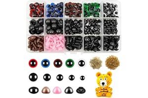 FINEASY 560PCS Safety Eyes for Toy Making, Plastic Doll Eyes for Amigurumi, Teddy Bear Eyes, Colorful Safety Eyes and Noses with Washers for Puppet Doll Teddy Plush DIY Crafts