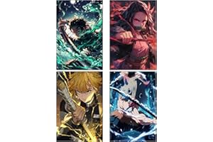 Generisch Lot de 4 posters de démons d'anime Slayer sans cadre 20,3 x 30,5 cm Tanjirou, Nezuko, Zenitsu, Inosuke, kits de collage