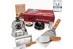 PUKPU Kit Smash Burger Profesional – Prensa para Hamburguesas, Espátula, Campana para Cocinar, Set de Barbacoa, Accesorios Cocina Hombre – Acero Inoxidable, Ideal para Parrilla o Sartén (Marron)