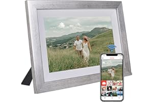 VONDRA Marco de Fotos Digital WiFi - Moldura Digital en Madera Natural con 32GB Memoria Digital Photo Frame Pantalla Táctil 10.1” Rotación Auto Soporte USB/SD Comparte Fotos con Frameo Android/iOS