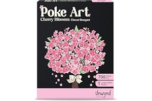 UNWYND Poke Art Cherry Blossom Flower Bouquet, Mess-Free Sewing Fabric Arts & Crafts for Adults, Needlepoint Teen Craft Kit, Gifts for Teen Girls, Art & Craft Kit for Teens, Easy Crafts for Adults & Women