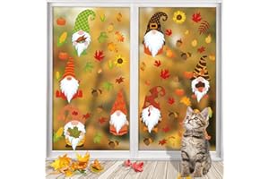 LIVESTN 8 Stück Thanksgiving Herbstdeko Fenster Aufkleber, Herbst Fensterbilder, Herbstdeko Herbst Fensterbilde, Fensterbilder Herbst Selbstklebend Fenster Aufkleber Thanksgiving Fensterdeko