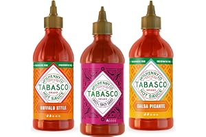 TABASCO Stark såsset, 3x256ml Dispenserflaskor, Salsa Picante, Buffalo & Söt & Stark, Vegansk & Glutenfri, för Burgare & BBQ