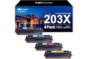 GPC Image 203X Compatible Toner Cartridges Replacement for HP 203X 203A CF540X Compatible with Color Laserjet Pro MFP M281fdw M281fdn M280nw M254dw M254nw M254dn(Black Cyan Magenta Yellow, 4-Pack)