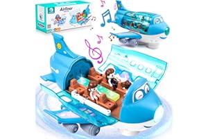 PICRIK Aeroplane Toys for Toddlers, Electric Toy Airliner Plane 360¡ã Rotating Airplane Vehicles with Light and Music, Electric Aircraft Toy Gift for Kids 3 4 5 6 Year Old and Up (blue)
