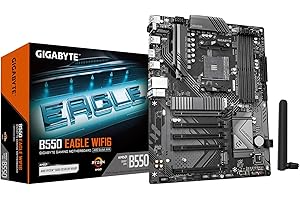 GIGABYTE B550 Eagle WIFI6 Carte mère - Processeurs AMD Ryzen série 5000 G, VRM 10+3+1 Phases, jusqu'à 3200 MHz DDR4, 1xPCIe 4.0 + 1xPCIe 3.0 M.2, LAN 1GbE, WiFi 6, USB 3.2 Gen 2