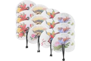 Garneck 20Pcs Folding Round Fans Chinese Oriental Floral Paper Fans Round Accordion Fans Wedding Birthday Party Favors