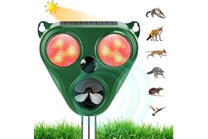 LEMENG Ultrasonic Animal Repeller Solar,Waterproof Cat Repellent,Fox Repellent,Rat repellent,Ultrasonic Dog Repellent,Bird Control Cat Fox Dog Deterrent for Garden Yard Field Farm
