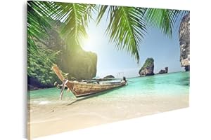 islandburner Bild auf Leinwand Fischer Long Tail Boot Phi Phi Insel Thailand Bilder Wandbilder Poster